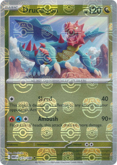 White Flare Druddigon #71/86 Masterball Holo